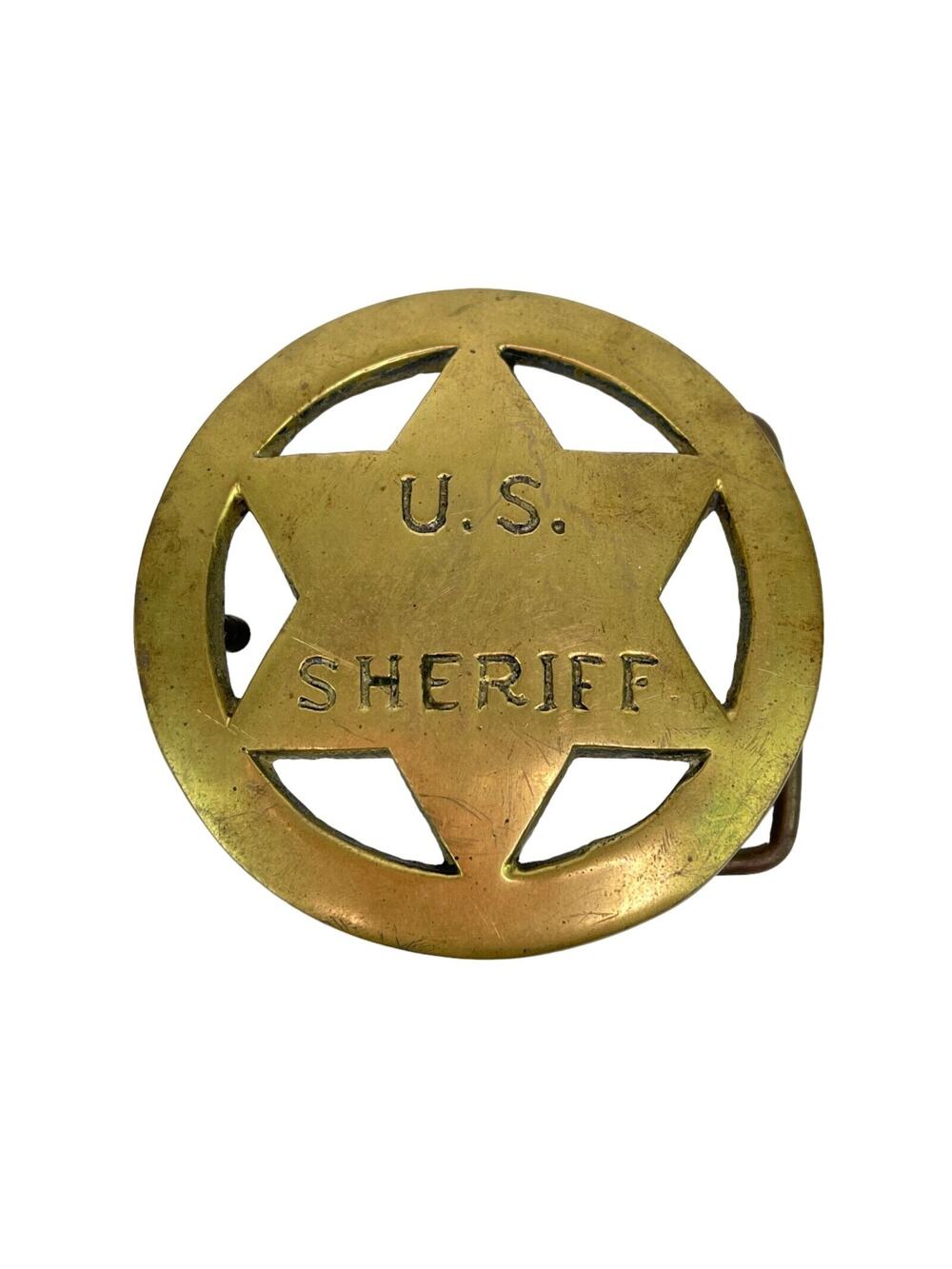 Solid Brass U.S. Sheriff Star Belt Buckle Vintage 1970's